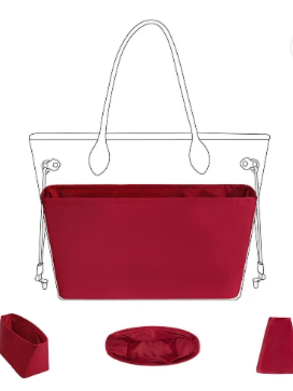 Silk Purse Organizer Insert for Neverfullbag(Wine Red,MM)